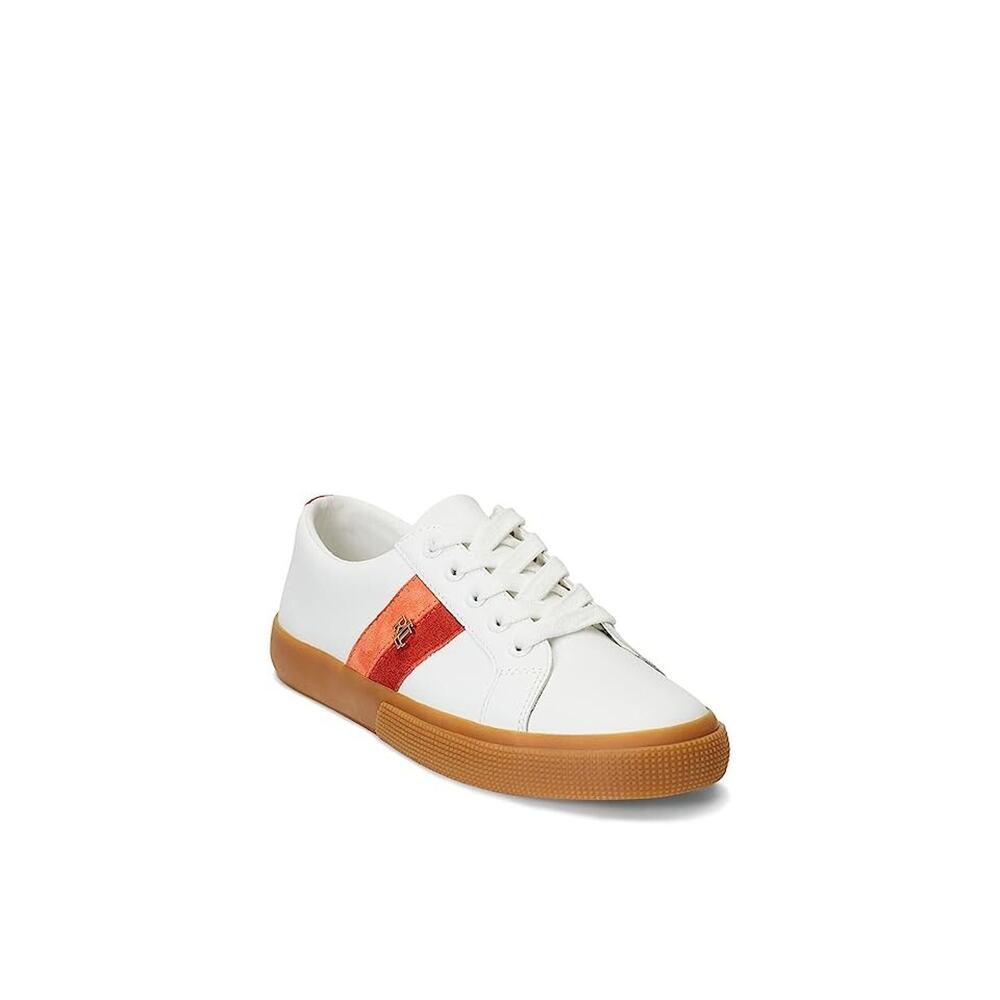 Lauren Ralph Lauren White and Orange Janson Sneakers